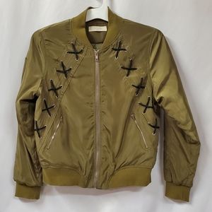 🍀Elodie olive green bomber flight jacket